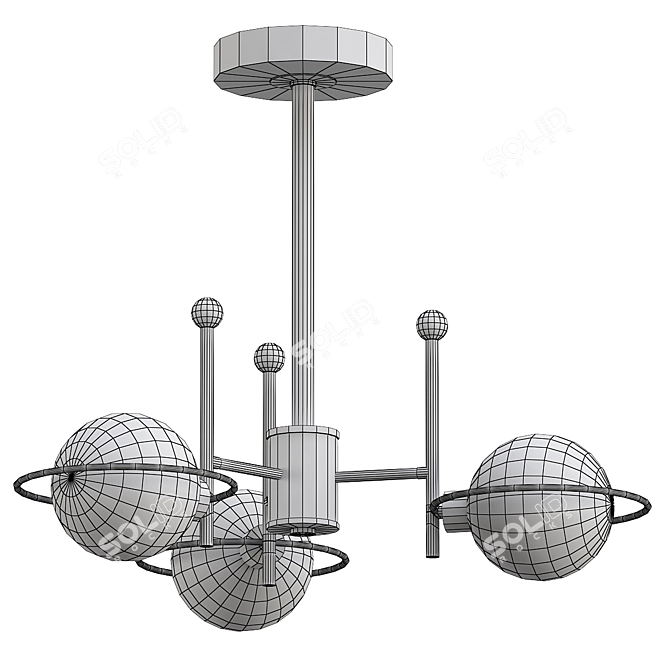 Contemporary Sphere Shade Chandelier 3D model image 2