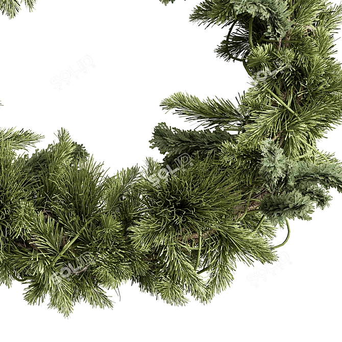 Pine Leaf Wreath Set 13 3D model image 3