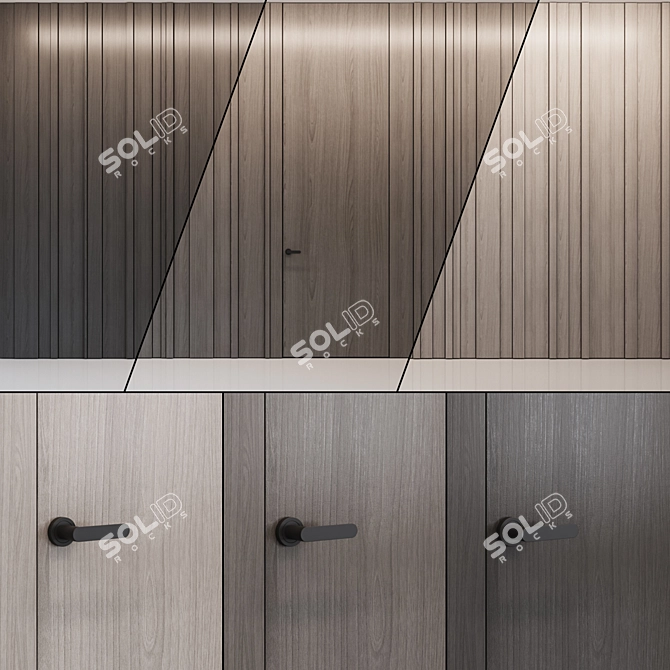 Wood Veneer Wall Panels 3D model image 1
