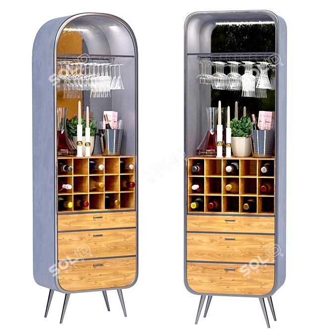  Premium Alcohol Cabinet Set 3D model image 1