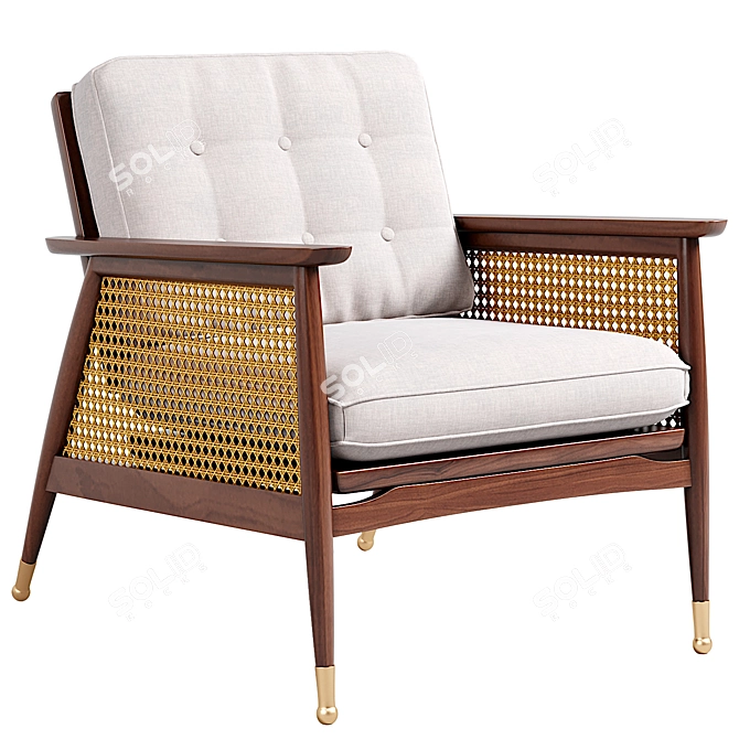 Vintage Nadia Caned Accent Chair 3D model image 1