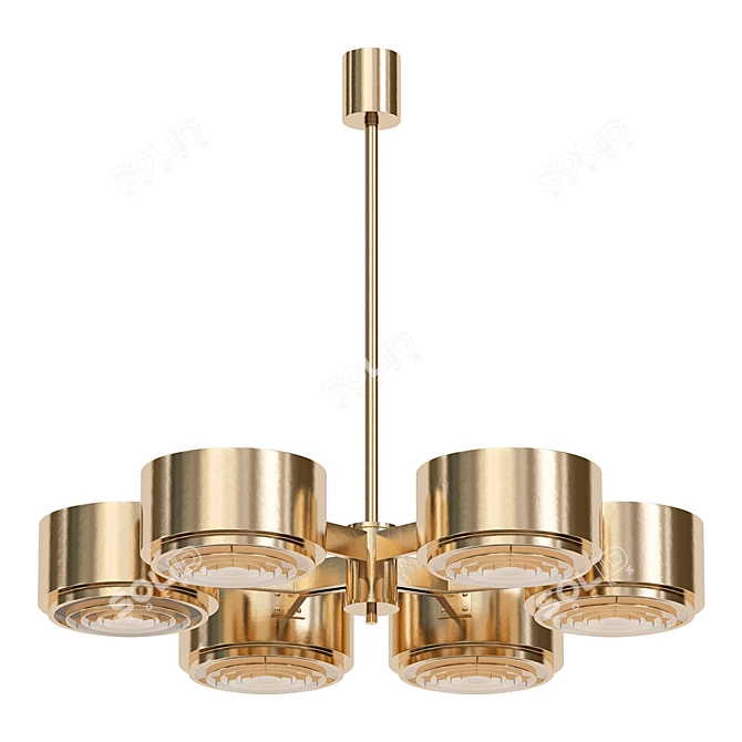 Vintage Brass Ceiling Light Fixture 3D model image 1