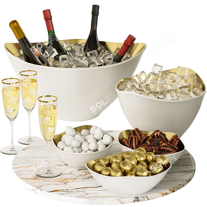  3D Wine and Snacks Models 3D model image 1