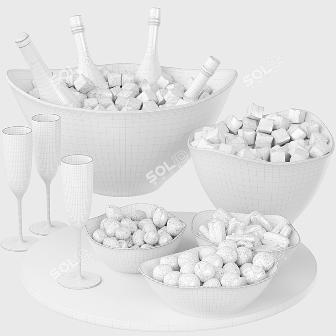  3D Wine and Snacks Models 3D model image 2