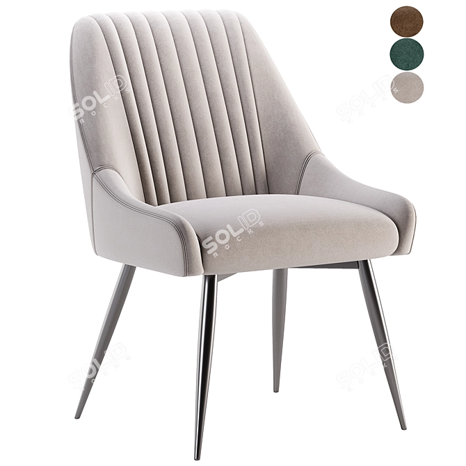 Modern Fabric Dining Chair Black Metal Legs 3D model image 1