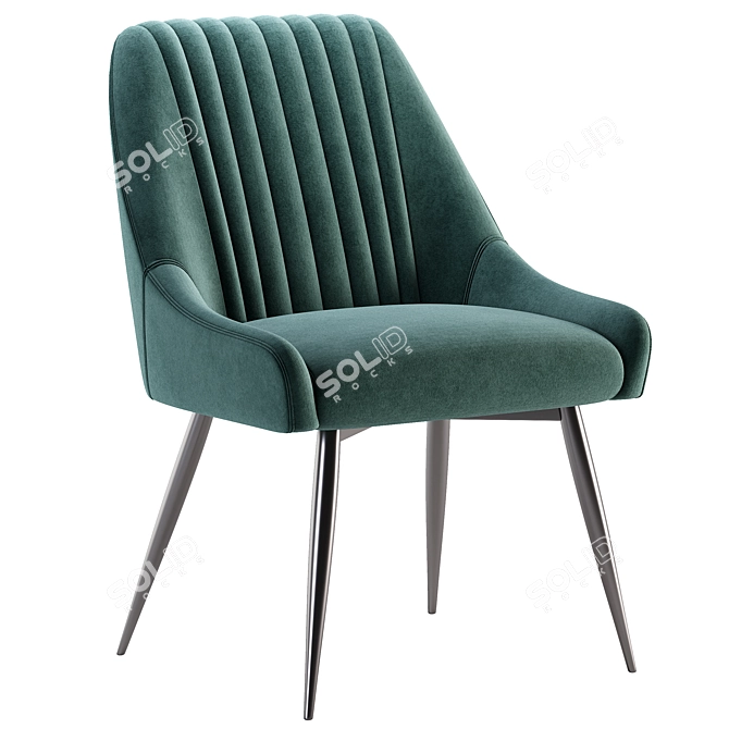 Modern Fabric Dining Chair Black Metal Legs 3D model image 2