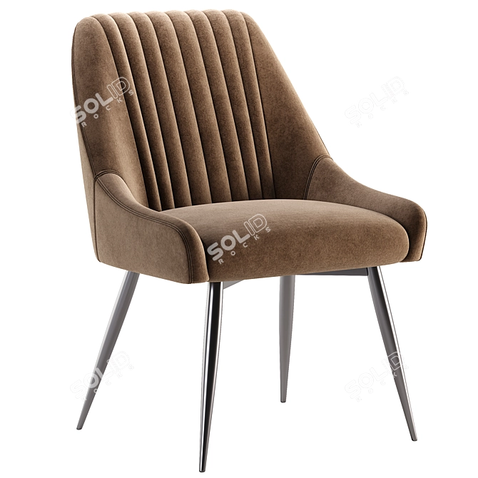 Modern Fabric Dining Chair Black Metal Legs 3D model image 3