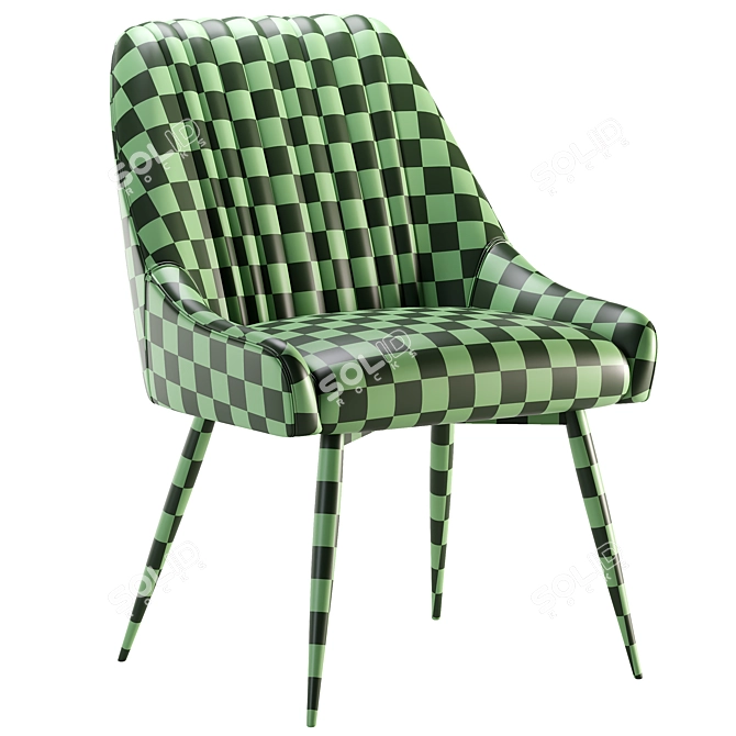 Modern Fabric Dining Chair Black Metal Legs 3D model image 4