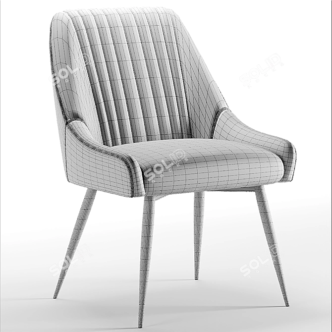 Modern Fabric Dining Chair Black Metal Legs 3D model image 5