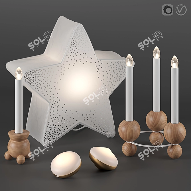 Nordic-inspired LED Decor Set 3D model image 1