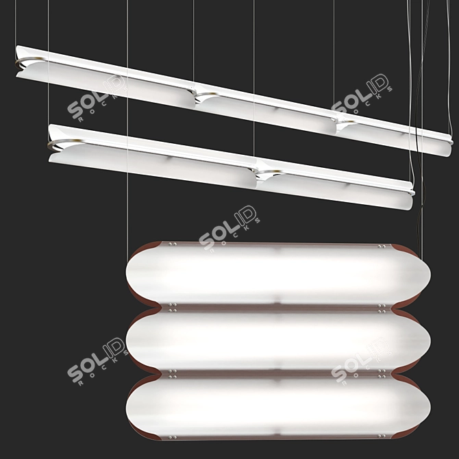 Modern Acrylic and Aluminum Pendant 3D model image 2