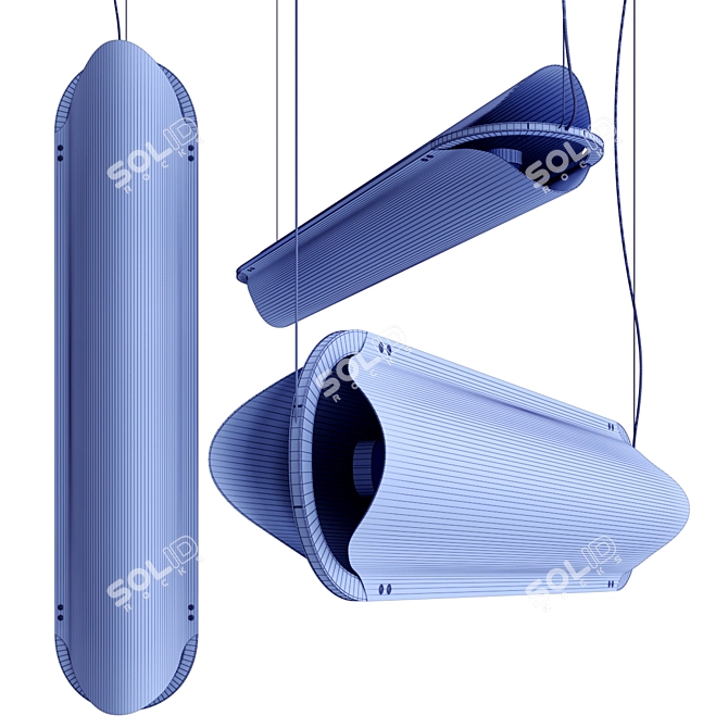 Modern Acrylic and Aluminum Pendant 3D model image 3