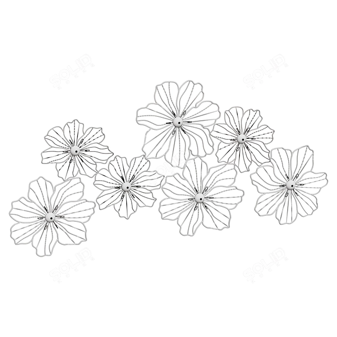 Metal Modern Floral Wall Decor 3D model image 2