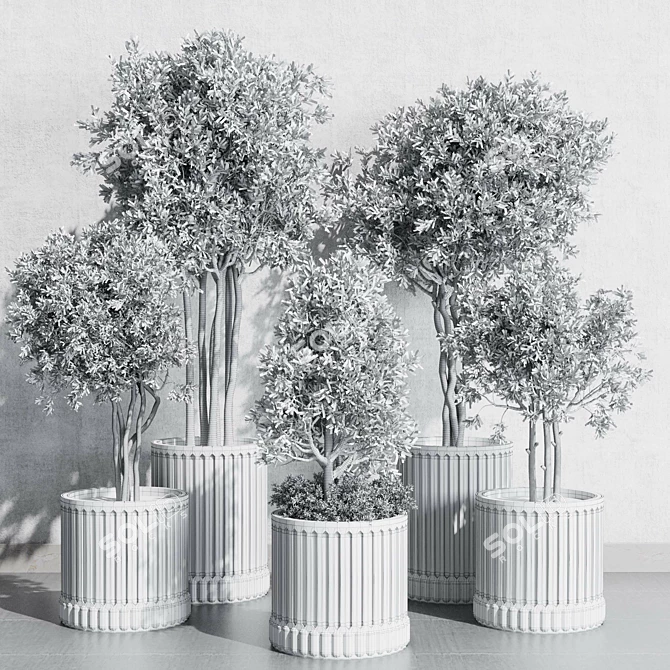 Concrete Vase Plant Collection 3D 3D model image 7