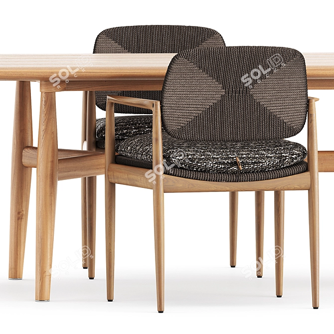  Modern Outdoor Dining Set: Yoko Cord Chair & Secret Garden Table 3D model image 2