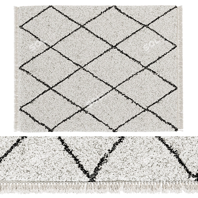 Berber Style Jiraya Rug White/Black 3D model image 1