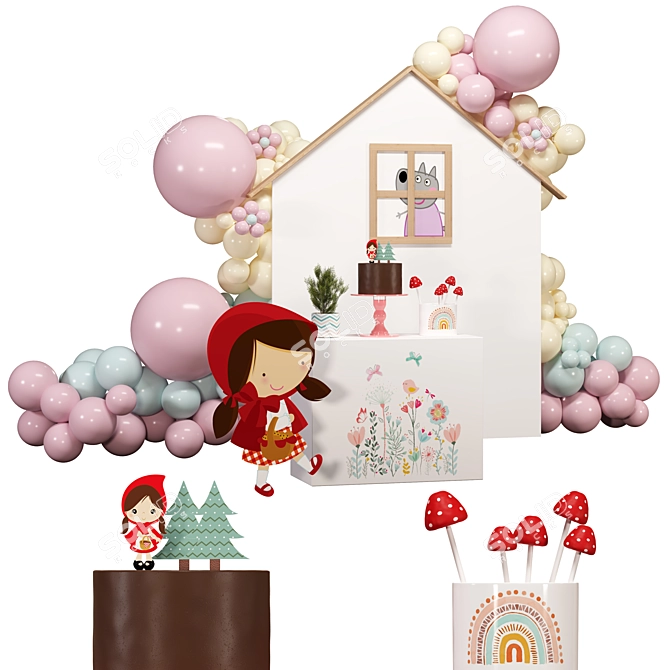 Whimsical Birthday Decor Set - 3D 3D model image 1