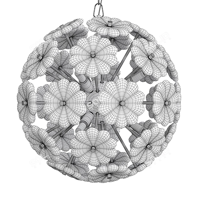 Glass Flowers Sputnik Chandelier: D32 3D model image 2