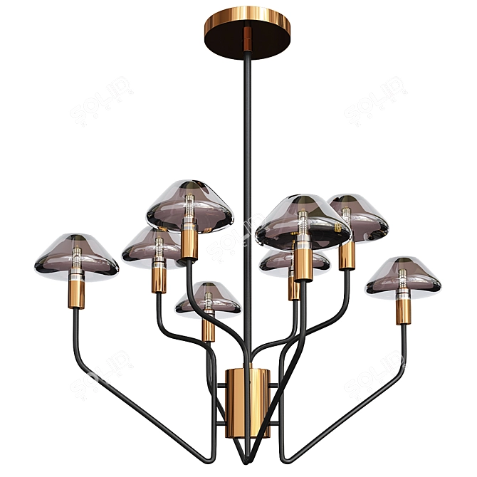 Sleek Glass Mushroom Chandelier 3D model image 1