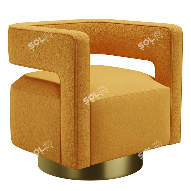 Mustard Swivel Barrel Chair: High-Class Elegance 3D model image 1