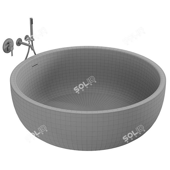 Round Stone Bath 1350mm Magnificence 3D model image 3