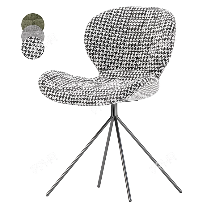 Ergonomic Modern Gray Velvet Chair 3D model image 1