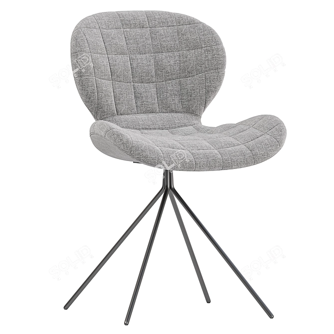 Ergonomic Modern Gray Velvet Chair 3D model image 2