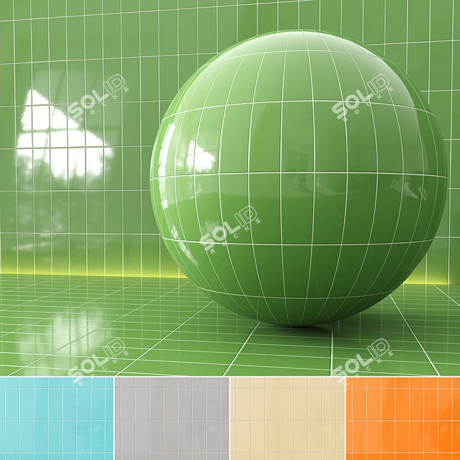 Seamless Wall Tiles Material Set 3D model image 1