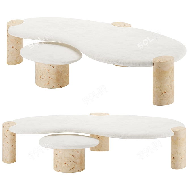 Athena Calderone Burl Wood Side Table 3D model image 1