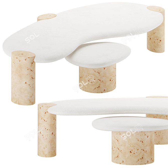 Athena Calderone Burl Wood Side Table 3D model image 2