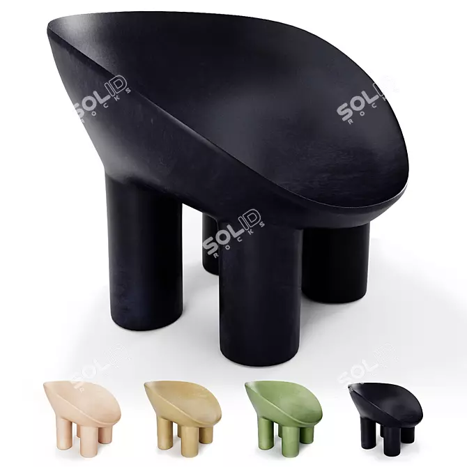 Sleek Roly-Poly Fiberglass Armchair 3D model image 1