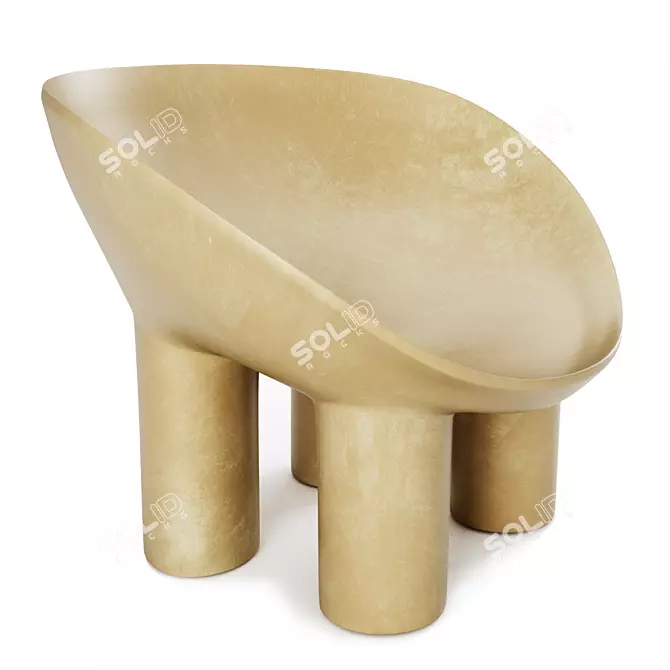 Sleek Roly-Poly Fiberglass Armchair 3D model image 3