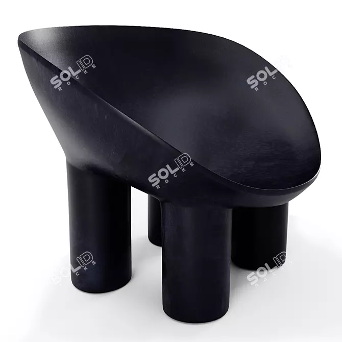 Sleek Roly-Poly Fiberglass Armchair 3D model image 6