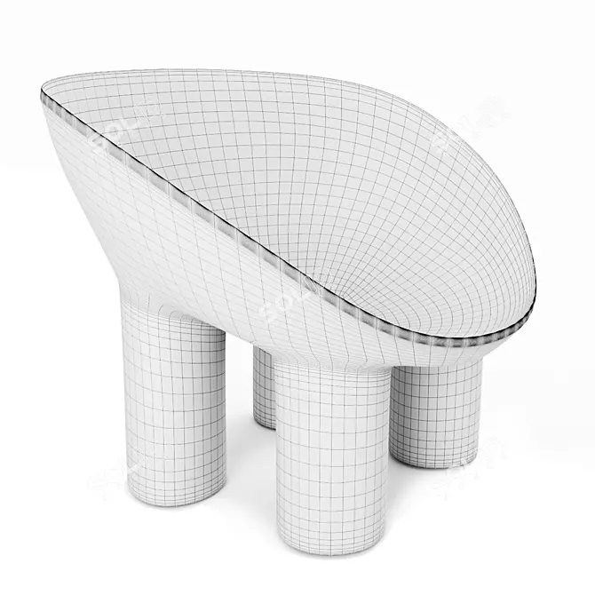 Sleek Roly-Poly Fiberglass Armchair 3D model image 7