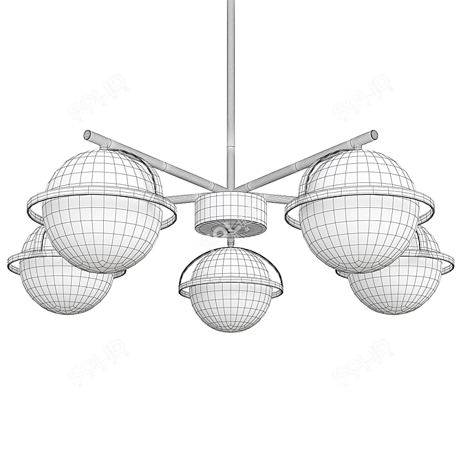 Modern Cap Chandelier 3D Model 3D model image 2