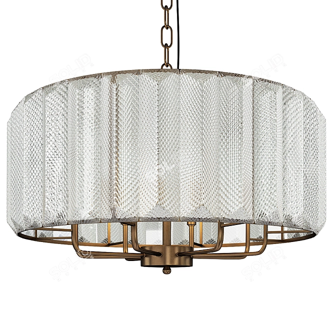 Embossed Glass Chandelier - Sleek Elegance 3D model image 1