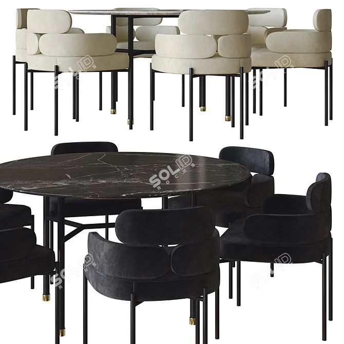 Elegant Sylvie Chair & Hubert Table 3D model image 1