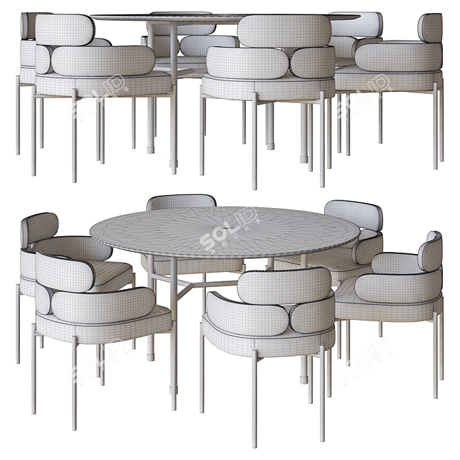 Elegant Sylvie Chair & Hubert Table 3D model image 4