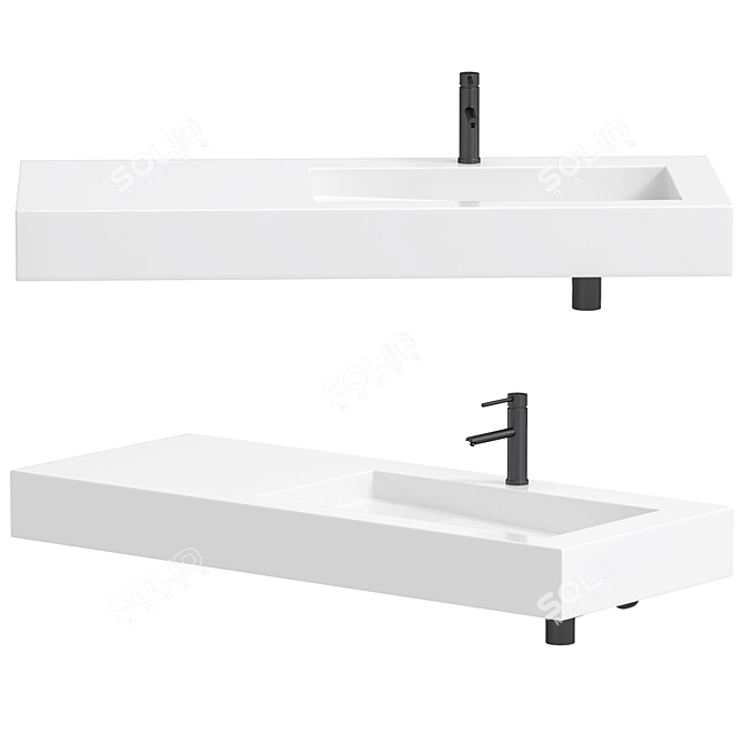 Sleek Slope Wall Hung Basin 3D model image 1