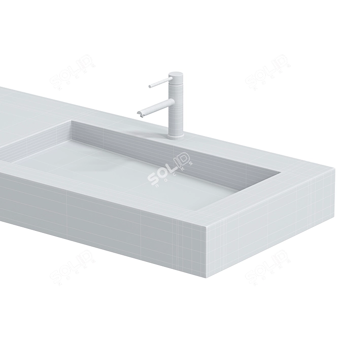 Sleek Slope Wall Hung Basin 3D model image 2