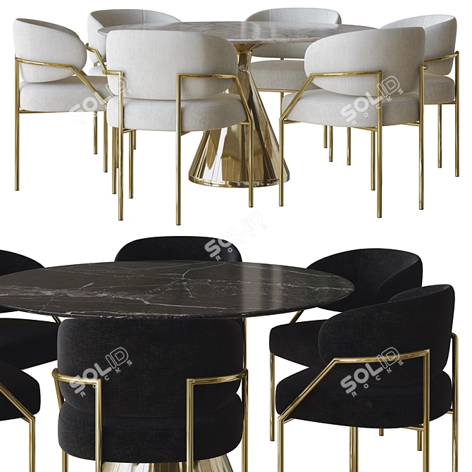 Elegant 3D Meridiani Dining Set 3D model image 1