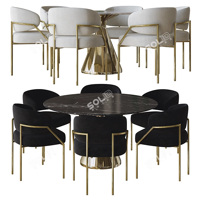 Elegant 3D Meridiani Dining Set 3D model image 2