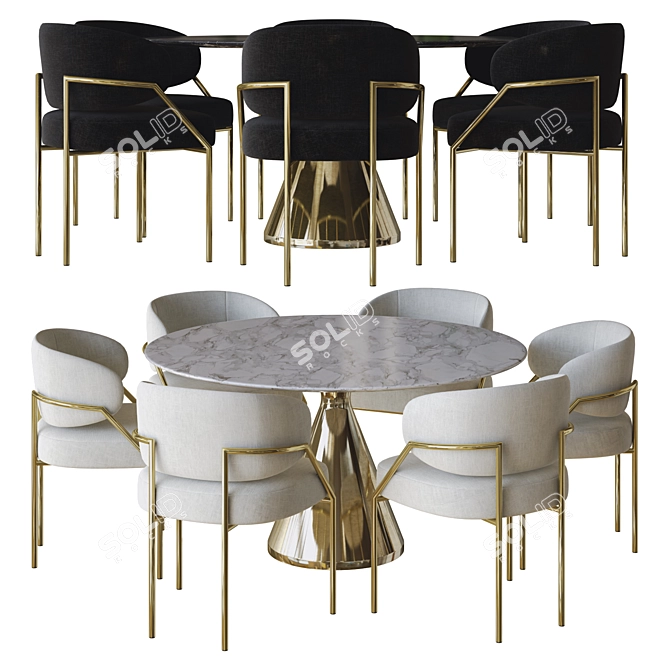 Elegant 3D Meridiani Dining Set 3D model image 3