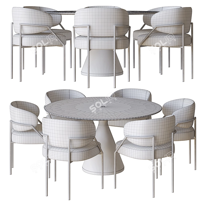 Elegant 3D Meridiani Dining Set 3D model image 4