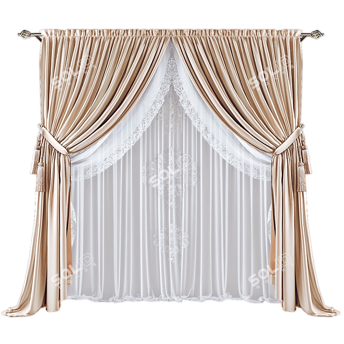 Russian-English Curtains Polys 318150 Verts 331324 3D model image 1