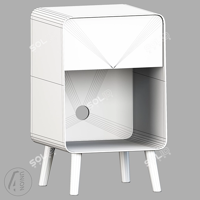 Modern Bedside Table BlackWhite 3D model image 3