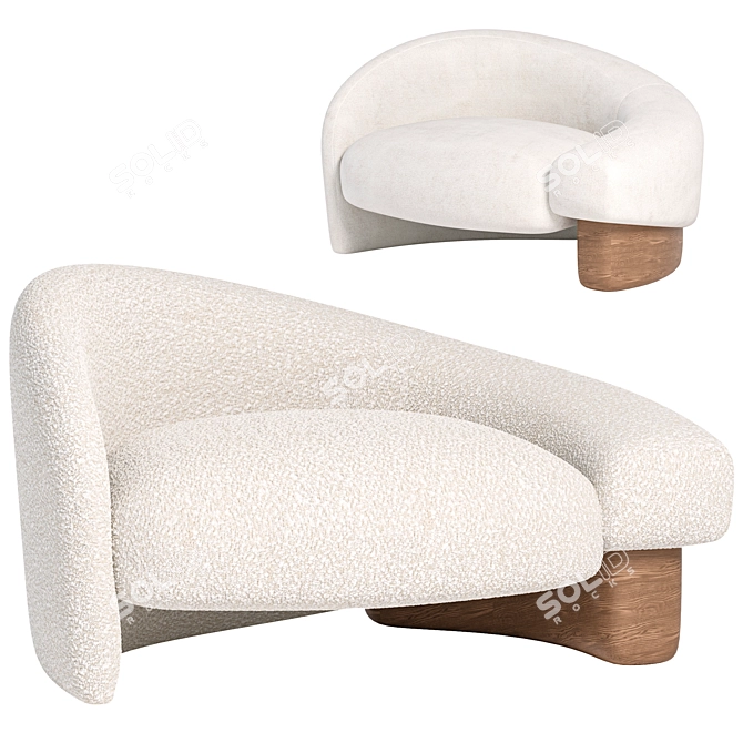 Sleek Acrostic Overlay Armchair Left 3D model image 1