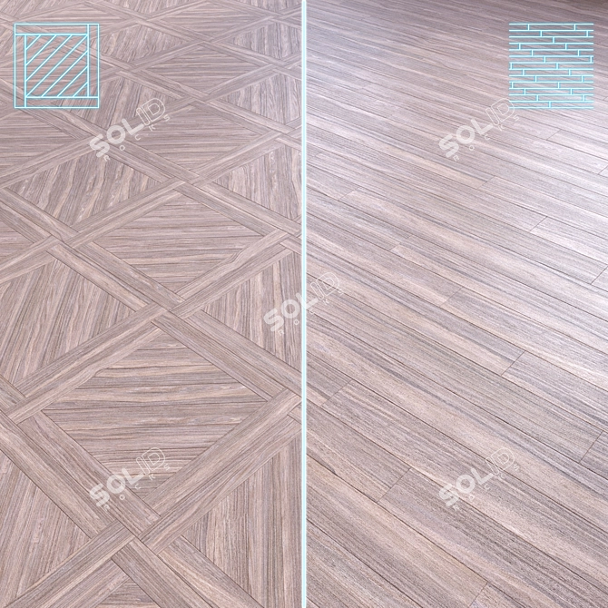 Wooden Floor 3D Model Kit 3D model image 1