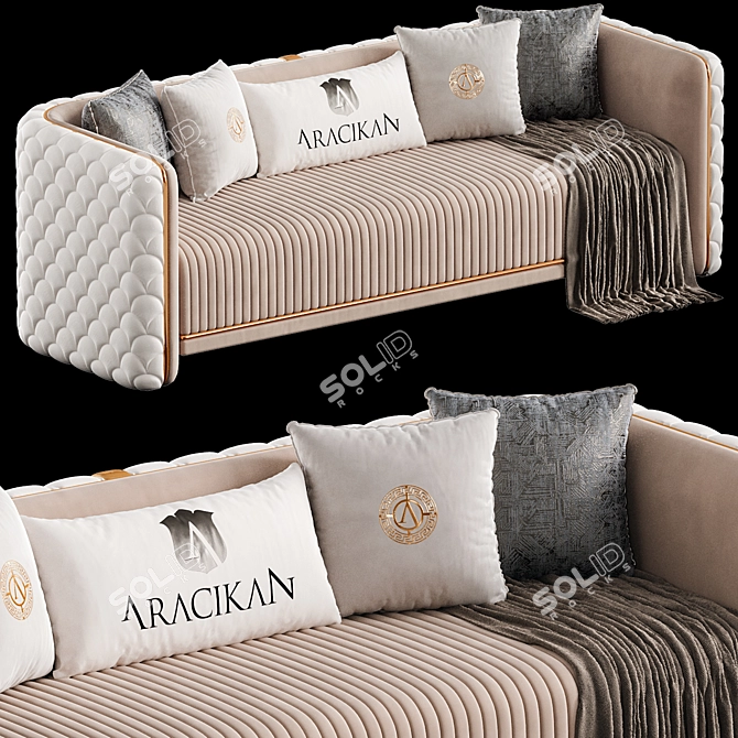 Elegant 3D Rose Sofa Set 3D model image 4