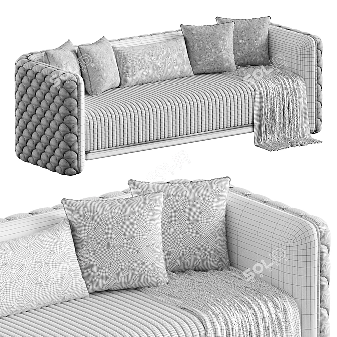 Elegant 3D Rose Sofa Set 3D model image 7